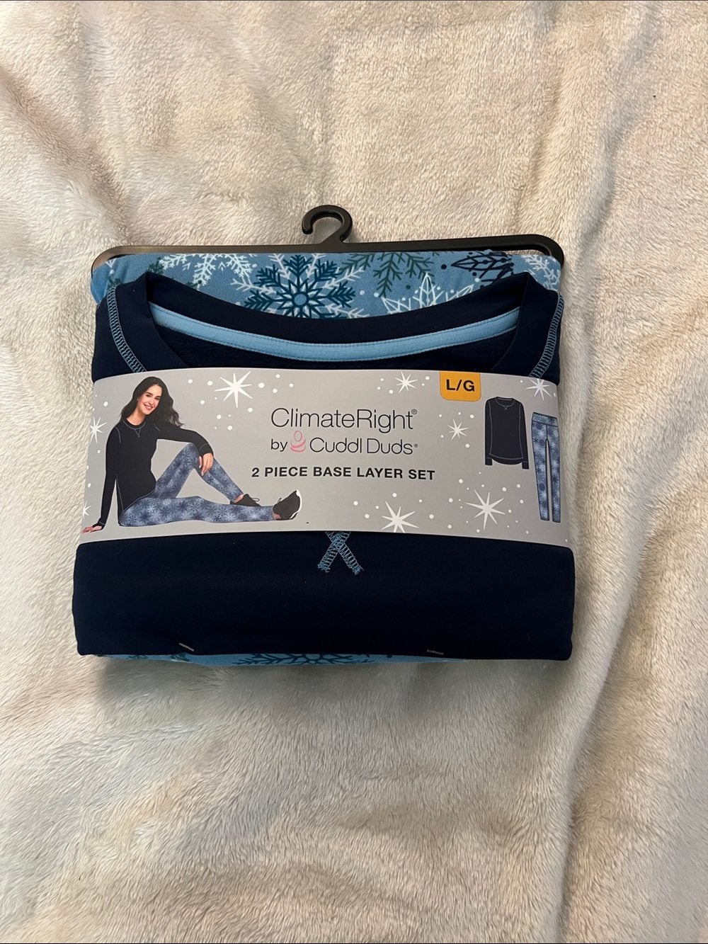 Cuddl Duds Navy & Light Blue Snowflake 2-Piece Base Layer Set